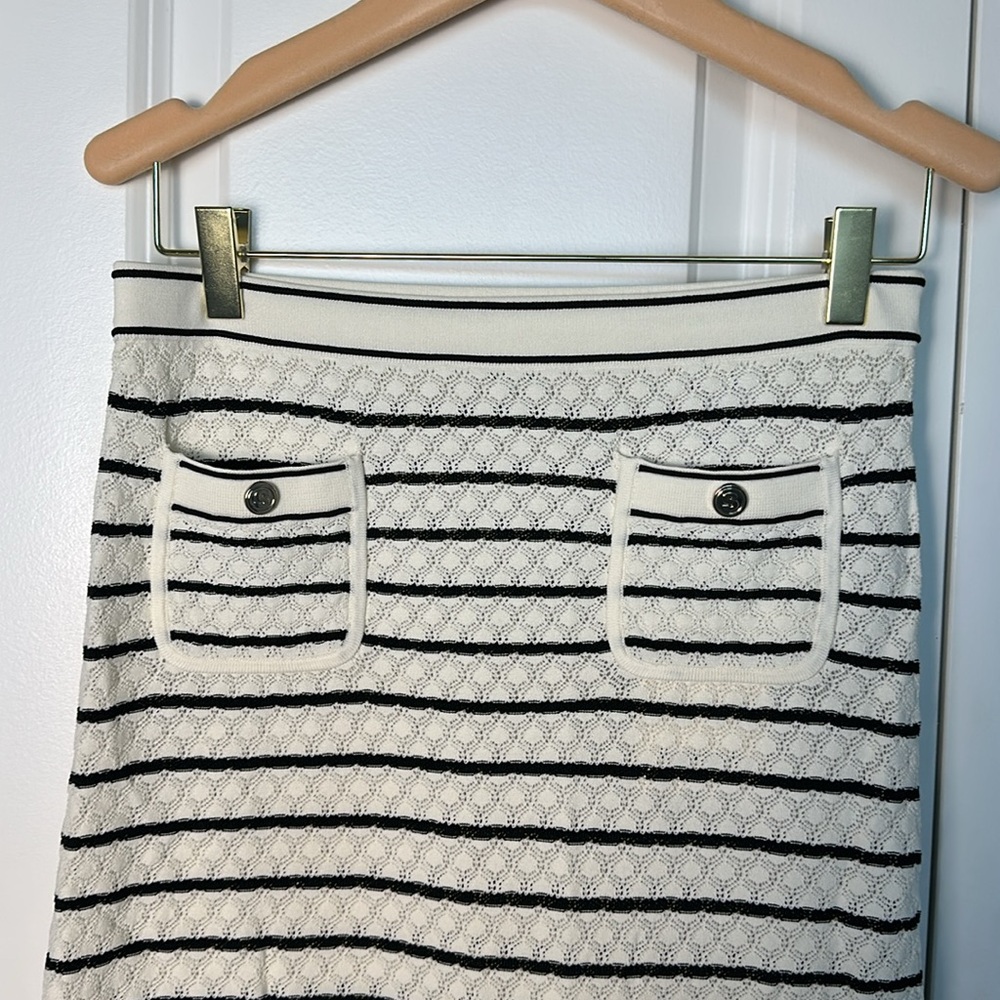 SANDRO Moline striped stretch-knit midi skirt - Picture 6 of 8